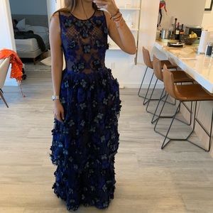 Marchesa Embroidered Floral Applique Gown